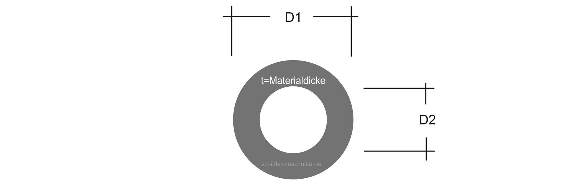 Ringschilder nach Maß: runde Schilder mit Mittelbohrung aus Aluminium, Edelstahl oder Kunststoff, auf Wunsch graviert. Jetzt anfragen.